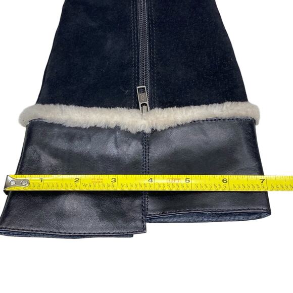 UGG Women’s Raya Black Suede Sheepskin Trimmed Riding Boot Size US 7.5 - Picture 12 of 14